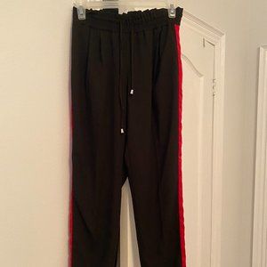 Zara Black Joggers with Red Stripe